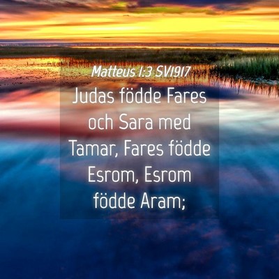 Picture 04 - Matteus 1:3 SV1917 - Judas födde Fares och Sara med Tamar, Fares - Bible Verse Picture