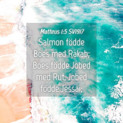 Picture 04 - Matteus 1:5 SV1917 - Salmon födde Boes med Rakab, Boes födde Jobed - Bible Verse Picture