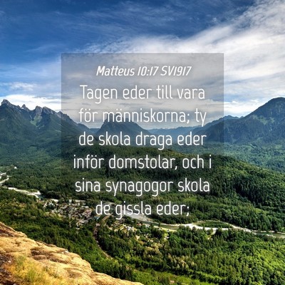 Picture 04 - Matteus 10:17 SV1917 - Tagen eder till vara för människorna; ty de - Bible Verse Picture