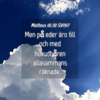 Picture 04 - Matteus 10:30 SV1917 - Men på eder äro till och med huvudhåren - Bible Verse Picture
