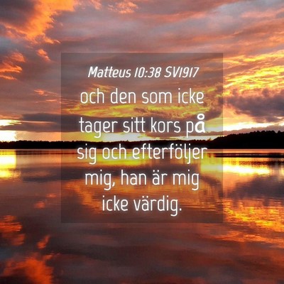Picture 04 - Matteus 10:38 SV1917 - och den som icke tager sitt kors på sig och - Bible Verse Picture
