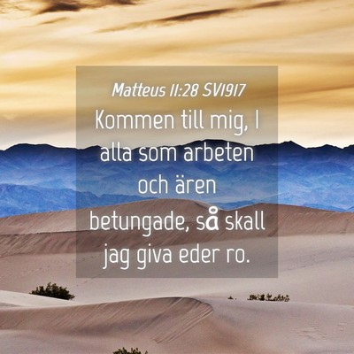 Picture 04 - Matteus 11:28 SV1917 - Kommen till mig, I alla som arbeten och ären - Bible Verse Picture