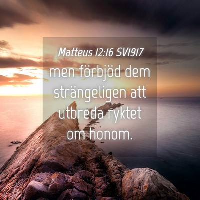 Picture 04 - Matteus 12:16 SV1917 - men förbjöd dem strängeligen att utbreda - Bible Verse Picture
