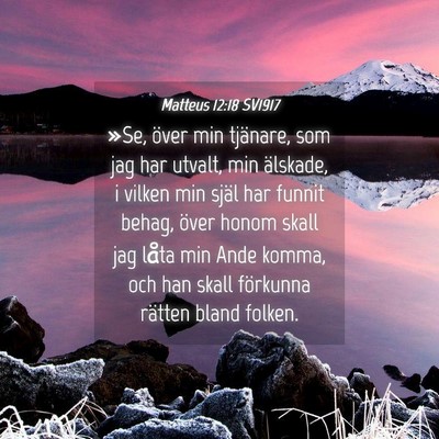Picture 04 - Matteus 12:18 SV1917 - »Se, över min tjänare, som jag har utvalt, min - Bible Verse Picture