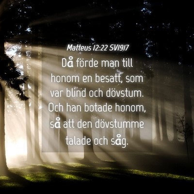 Picture 04 - Matteus 12:22 SV1917 - Då förde man till honom en besatt, som var - Bible Verse Picture