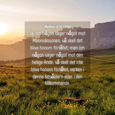 Picture 04 - Matteus 12:32 SV1917 - Ja, om någon säger något mot Människosonen, - Bible Verse Picture