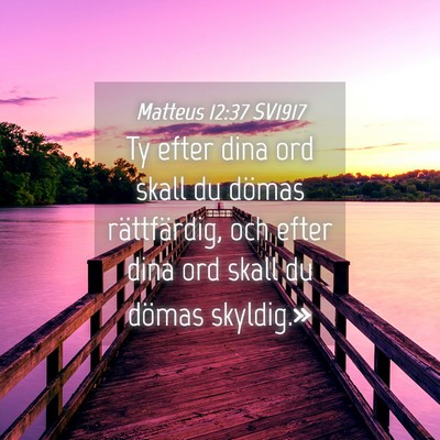 Picture 04 - Matteus 12:37 SV1917 - Ty efter dina ord skall du dömas rättfärdig, - Bible Verse Picture