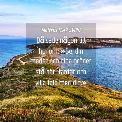 Picture 04 - Matteus 12:47 SV1917 - Då sade någon till honom: »Se, din moder och - Bible Verse Picture