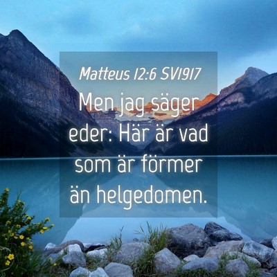 Picture 04 - Matteus 12:6 SV1917 - Men jag säger eder: Här är vad som är förmer - Bible Verse Picture