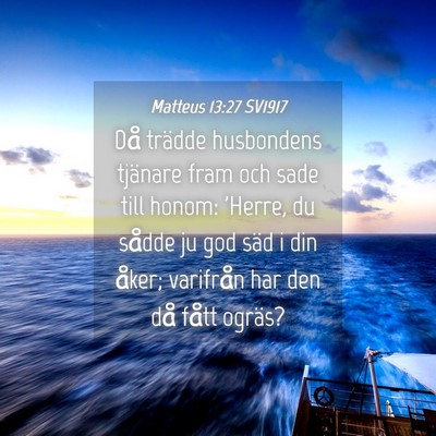 Picture 04 - Matteus 13:27 SV1917 - Då trädde husbondens tjänare fram och sade - Bible Verse Picture
