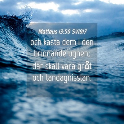 Picture 04 - Matteus 13:50 SV1917 - och kasta dem i den brinnande ugnen; där skall - Bible Verse Picture