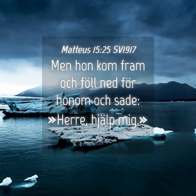Picture 04 - Matteus 15:25 SV1917 - Men hon kom fram och föll ned för honom och - Bible Verse Picture