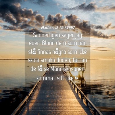 Picture 04 - Matteus 16:28 SV1917 - Sannerligen säger jag eder: Bland dem som här - Bible Verse Picture