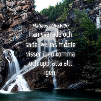 Picture 04 - Matteus 17:11 SV1917 - Han svarade och sade: »Elias måste visserligen - Bible Verse Picture