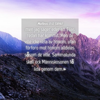 Picture 04 - Matteus 17:12 SV1917 - men jag säger eder att Elias redan har kommit. - Bible Verse Picture
