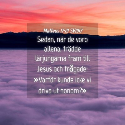 Picture 04 - Matteus 17:19 SV1917 - Sedan, när de voro allena, trädde lärjungarna - Bible Verse Picture