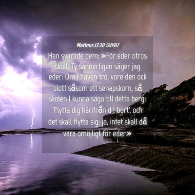 Picture 04 - Matteus 17:20 SV1917 - Han svarade dem: »För eder otros skull. Ty - Bible Verse Picture