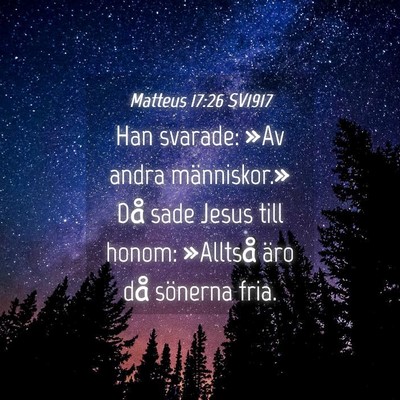 Picture 04 - Matteus 17:26 SV1917 - Han svarade: »Av andra människor.» Då sade - Bible Verse Picture