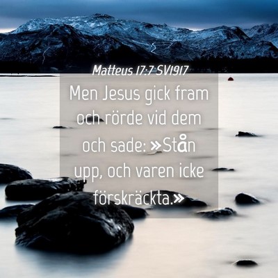 Picture 04 - Matteus 17:7 SV1917 - Men Jesus gick fram och rörde vid dem och sade: - Bible Verse Picture