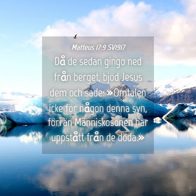 Picture 04 - Matteus 17:9 SV1917 - Då de sedan gingo ned från berget, bjöd Jesus - Bible Verse Picture