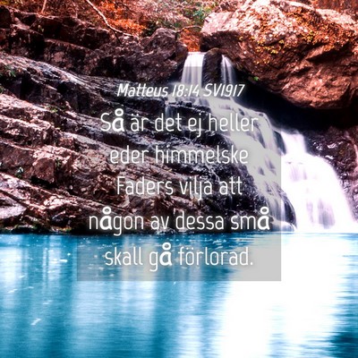 Picture 04 - Matteus 18:14 SV1917 - Så är det ej heller eder himmelske Faders vilja - Bible Verse Picture