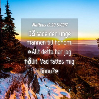 Picture 04 - Matteus 19:20 SV1917 - Då sade den unge mannen till honom: »Allt detta - Bible Verse Picture