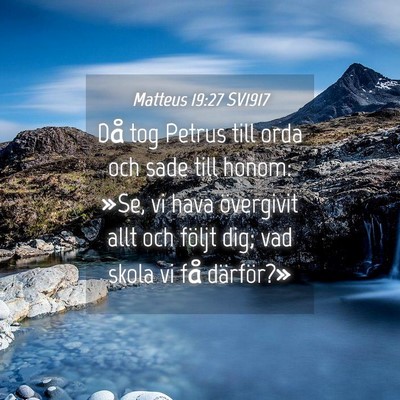 Picture 04 - Matteus 19:27 SV1917 - Då tog Petrus till orda och sade till honom: - Bible Verse Picture
