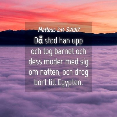 Picture 04 - Matteus 2:14 SV1917 - Då stod han upp och tog barnet och dess moder - Bible Verse Picture