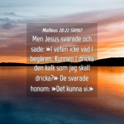 Picture 04 - Matteus 20:22 SV1917 - Men Jesus svarade och sade: »I veten icke vad I - Bible Verse Picture