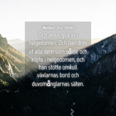 Picture 04 - Matteus 21:12 SV1917 - Och Jesus gick in i helgedomen. Och han drev ut - Bible Verse Picture