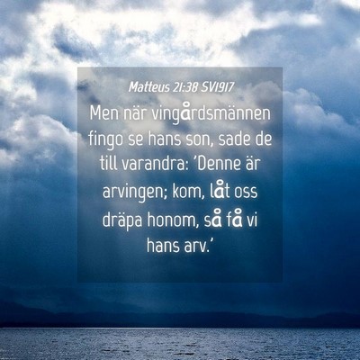 Picture 04 - Matteus 21:38 SV1917 - Men när vingårdsmännen fingo se hans son, sade - Bible Verse Picture
