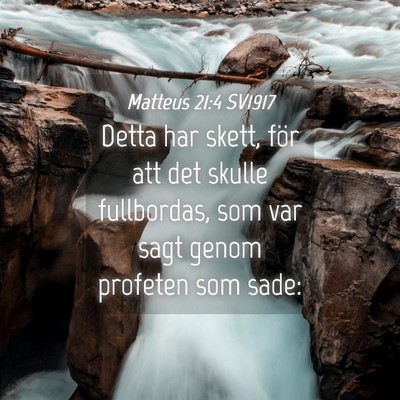 Picture 04 - Matteus 21:4 SV1917 - Detta har skett, för att det skulle fullbordas, - Bible Verse Picture