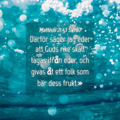 Picture 04 - Matteus 21:43 SV1917 - Därför säger jag eder att Guds rike skall - Bible Verse Picture