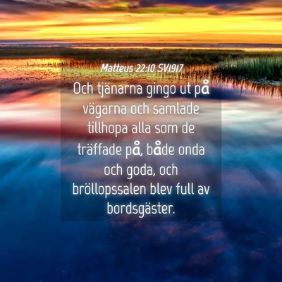 Picture 04 - Matteus 22:10 SV1917 - Och tjänarna gingo ut på vägarna och samlade - Bible Verse Picture