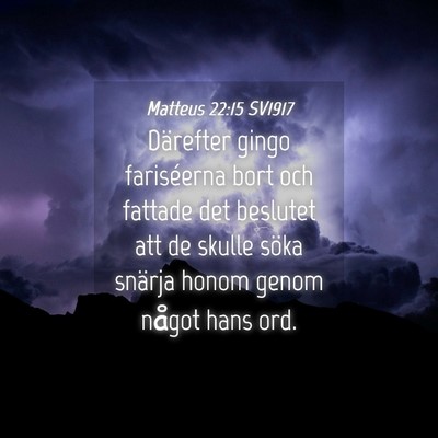 Picture 04 - Matteus 22:15 SV1917 - Därefter gingo fariséerna bort och fattade det - Bible Verse Picture