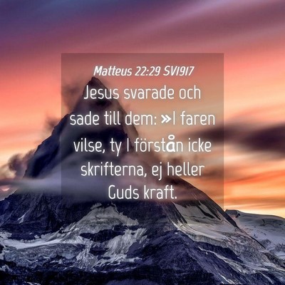 Picture 04 - Matteus 22:29 SV1917 - Jesus svarade och sade till dem: »I faren vilse, - Bible Verse Picture
