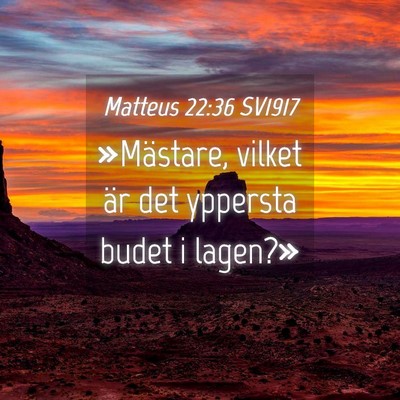 Picture 04 - Matteus 22:36 SV1917 - »Mästare, vilket är det yppersta budet i - Bible Verse Picture