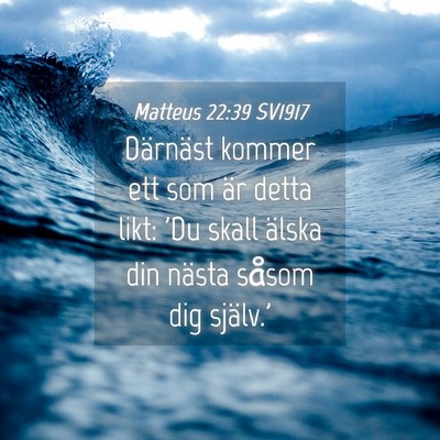 Picture 04 - Matteus 22:39 SV1917 - Därnäst kommer ett som är detta likt: 'Du - Bible Verse Picture