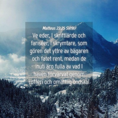 Picture 04 - Matteus 23:25 SV1917 - Ve eder, I skriftlärde och fariséer, I - Bible Verse Picture