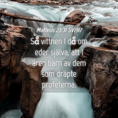 Picture 04 - Matteus 23:31 SV1917 - Så vittnen I då om eder själva, att I ären - Bible Verse Picture