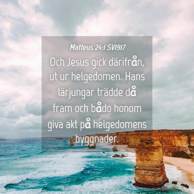 Picture 04 - Matteus 24:1 SV1917 - Och Jesus gick därifrån, ut ur helgedomen. Hans - Bible Verse Picture