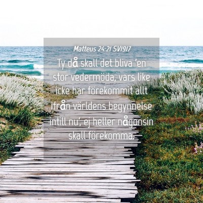 Picture 04 - Matteus 24:21 SV1917 - Ty då skall det bliva 'en stor vedermöda, vars - Bible Verse Picture