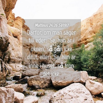 Picture 04 - Matteus 24:26 SV1917 - Därför, om man säger till eder: 'Se, han är i - Bible Verse Picture