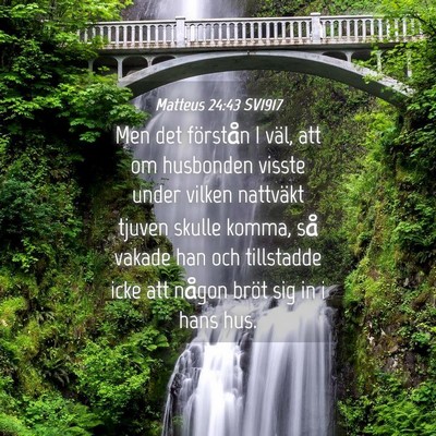 Picture 04 - Matteus 24:43 SV1917 - Men det förstån I väl, att om husbonden visste - Bible Verse Picture