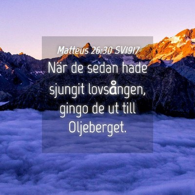 Picture 04 - Matteus 26:30 SV1917 - När de sedan hade sjungit lovsången, gingo de - Bible Verse Picture
