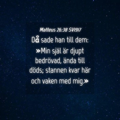 Picture 04 - Matteus 26:38 SV1917 - Då sade han till dem: »Min själ är djupt - Bible Verse Picture