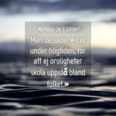 Picture 04 - Matteus 26:5 SV1917 - Men de sade: »Icke under högtiden, för att ej - Bible Verse Picture