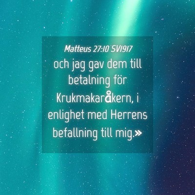 Picture 04 - Matteus 27:10 SV1917 - och jag gav dem till betalning för - Bible Verse Picture