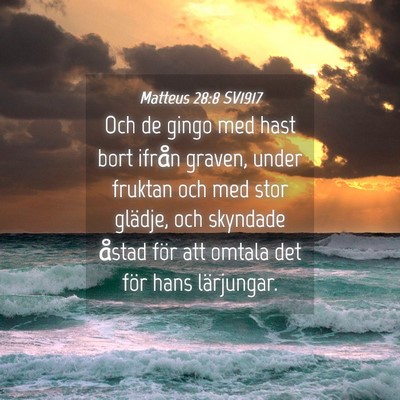Picture 04 - Matteus 28:8 SV1917 - Och de gingo med hast bort ifrån graven, under - Bible Verse Picture
