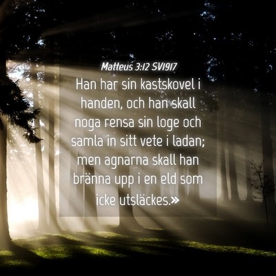 Picture 04 - Matteus 3:12 SV1917 - Han har sin kastskovel i handen, och han skall - Bible Verse Picture